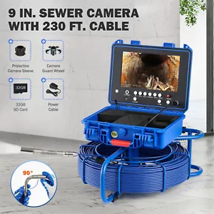 9" Self-Leveling Sewer Camera 70m/230ft Pipe Inspection Camera 512Hz 720P 32GB - Picture 1 of 14