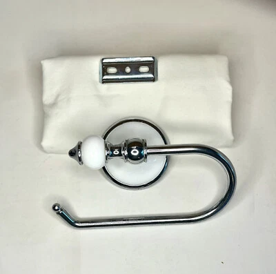 Soporte de papel higiénico * Acentos de vidrio blanco en plata * Sin nombre pero bien hecho Foto 1 de 4