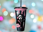 Scream Ghostface Horror movie 24oz Reusable Tumbler Cold Cup With Straw & Lid