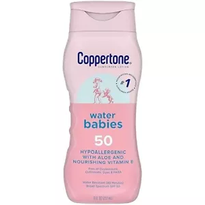 Coppertone WaterBabies Baby Sunscreen Lotion SPF 50 – Hypoallergenic, Water. - Picture 1 of 5