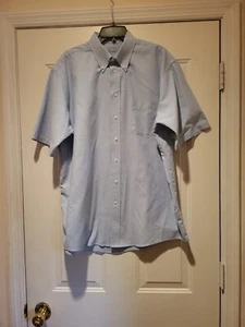 BILL BLASS Men's Short Sleeve Oxford Dress Shirt 17.5 Large Blue - Picture 1 of 14