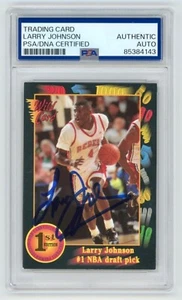 LARRY JOHNSON firmata 1992 UNLV Wild Card Basketball Card PSA Auto 85384143 - Foto 1 di 2