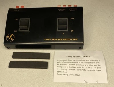 KURRENT ELECTRIC A/B A+B Switch 1 IN- 2 OUT 2 Way Stereo Receiver Speaker Set Selector B-Stock