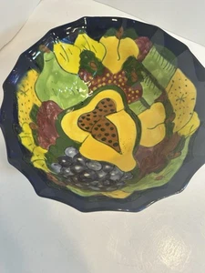 Tanala Fruit Bowl Beautiful Colors Fruits Hand Painted And Signed - Picture 1 of 16