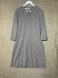 Poetry Dress Size UK 16 Brown Textured Button Up Long Sleeved Cotton - Picture 1 of 10