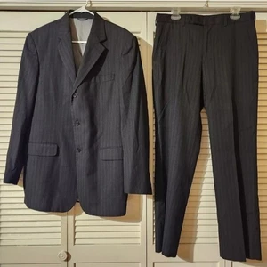 City Streets Men's 42L Jacket 34x31 Pants Suit Black Polyester Rayon - Picture 1 of 14