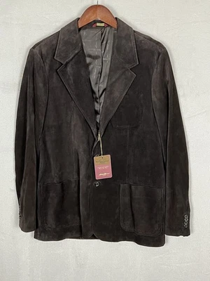 Blazer Eddie Bauer couro camurça cor marrom médio 3 botões lavável - Imagem 1 de 4