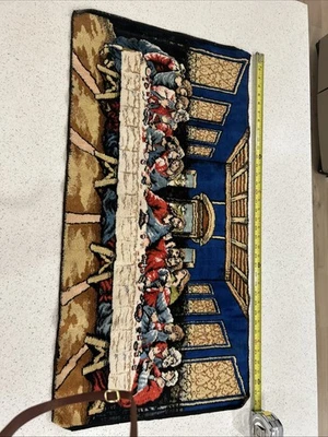 Woven Tapestry Rug Wall Hanging Jesus the Lord's Last Supper 38x20 - Image 1 of 4