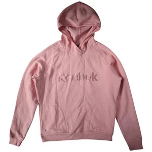 Reebok Womens Pullover Hoodie Size XL Pink Long Sleeve Hooded Cotton - Picture 1 of 8