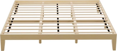 Marco de cama con plataforma de madera tamaño king-marco de cama de madera maciza de 12 pulgadas con listón S Foto 1 de 4