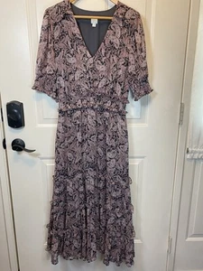 Roan + Ryan Maxikleid Paisley Blumendruck Stufen rosa & grau Größe M gebraucht, in einwandfreiem Zustand - Bild 1 von 14