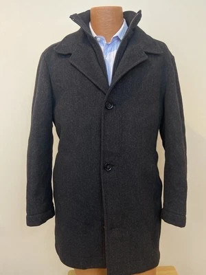 Hugo Boss Men's Coxtan 100% Wool Car Pea Coat Jacket Grey Herringbone Sz 40R - Image 1 of 4