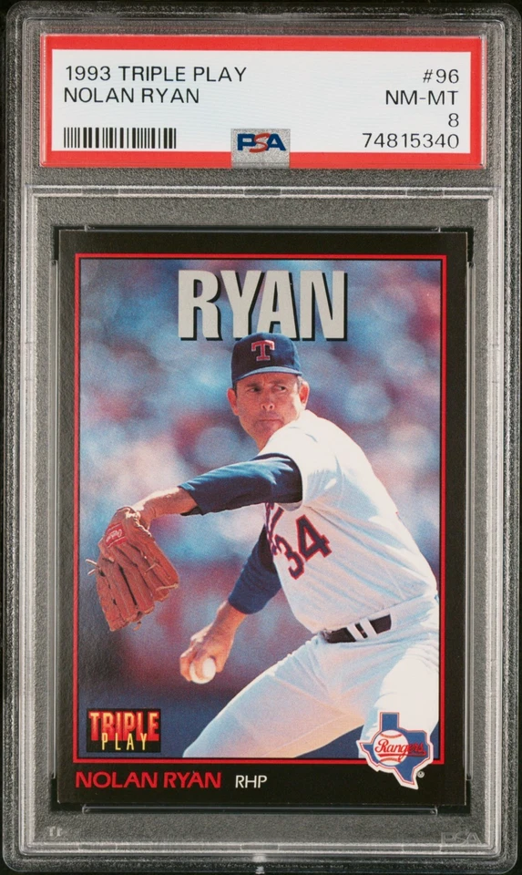 1993 TRIPLE PLAY NOLAN RYAN #96 BASEBALL CARD TEXAS RANGERS HOF | PSA 8 NM-MT - Image 1 of 4