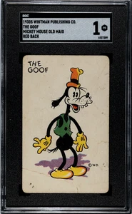 Carta vecchia cameriera Whitman Topolino anni '30 "The Goof" pippo dorso rosso SGC 1 - Foto 1 di 2