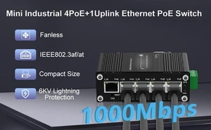 Mini przemysłowy 5-portowy zarządzany gigabitowy przełącznik Ethernet PoE IEEE802.3af / at 120w - Zdjęcie 1 z 18