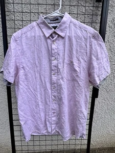 Ted Baker Mens Size 5 (US L) Mauve Pink Button Up Shirt Short Sleeve - Picture 1 of 7