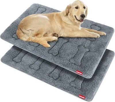 Anti-Slip Dog Bed Crate Mat Kennel Pad Plush Quilted Pet Bed 2 Pack Multi-size - Image 1 of 4