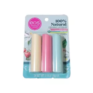 (3er-Pack) EOS 100 % Natürlicher Bio Lippenbalsam Sticks Vielzahl Aromen der Lippenpflege - Bild 1 von 2