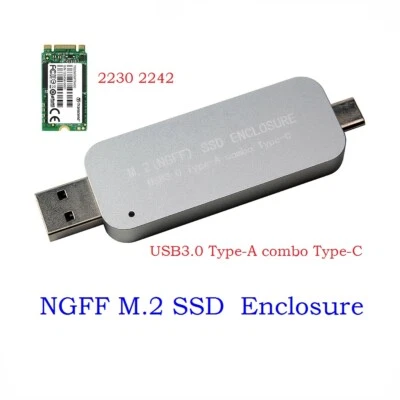 USB 3.0 Tipo-A+Tipo-C a M2 2230/2242 SSD Caja Externa Foto 1 de 4