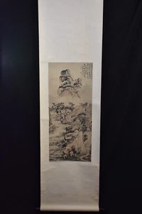 JAPANESE KAKEJIKU PAINTED SCROLL ART SAN SUI MOUNTAINS AND WATER - Picture 1 of 24