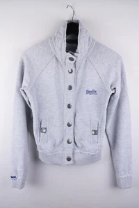 Superdry Women Cardigan Casual Snap Front Grey Cotton Blend size M UK12 - Picture 1 of 6