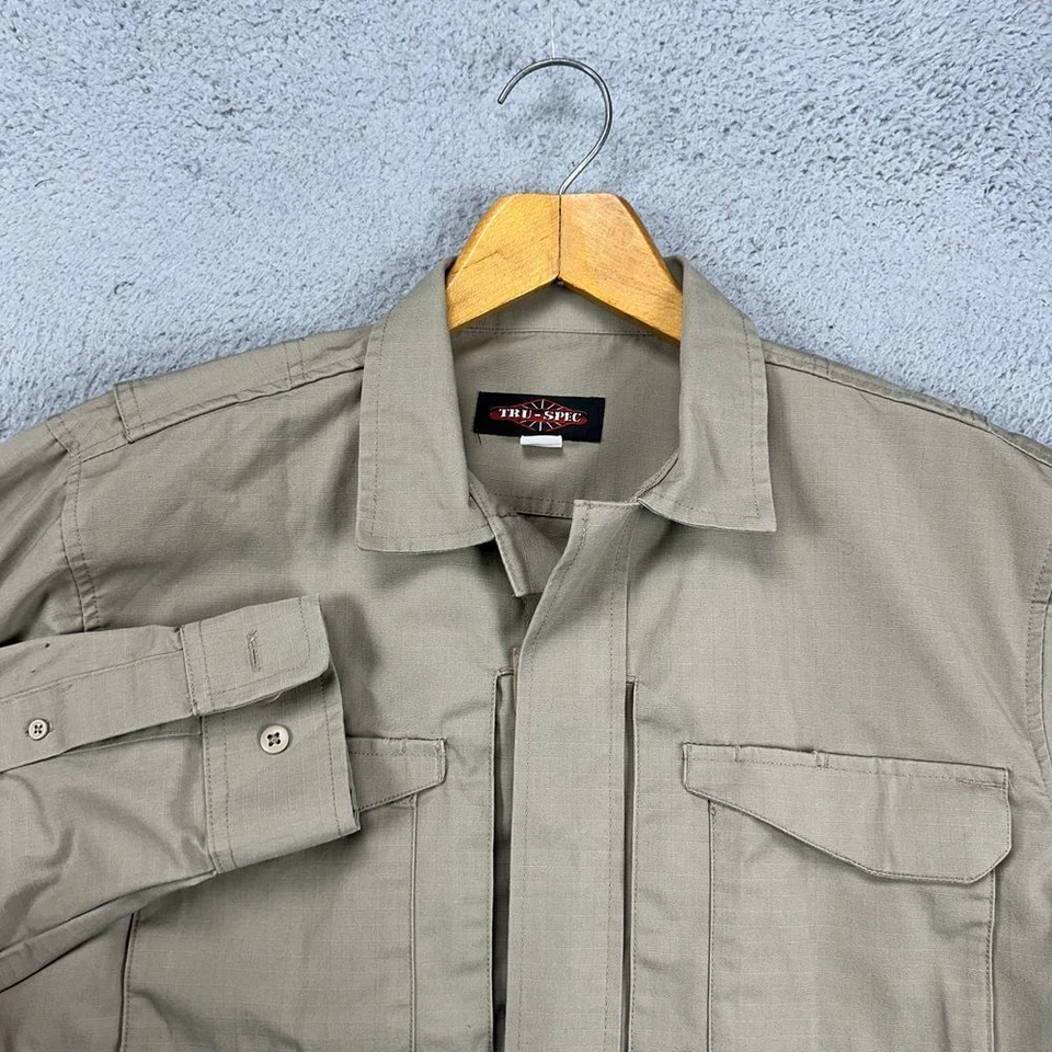 Tru-Spec Tactical Jacket Mens Medium Beige Military Full Zip Ripstop Collared - Image 1 of 4