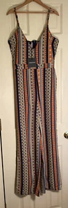 Parisian Sleeveless Spaghetti Strap Jumpsuit Women’s 4 Geometric Pattern NWT - Picture 1 of 9