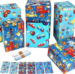 Geschenkpapier Kinder Jungen Feuerwehr Traktor Tiere Cartoon Auto Set - Bild 1 von 6