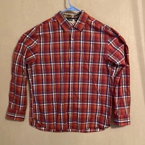 Islander Button Down Camp Shirt Mens L Large Plaid Red Long Sleeve - Picture 1 of 14