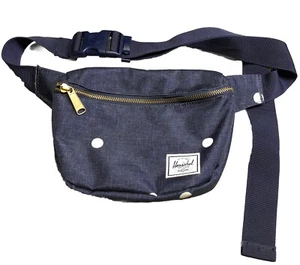 NEU Herschel Fifteen Hüfttasche blau/gold Reißverschluss Bauchtasche Festival Tasche Punkte Polka - Bild 1 von 13