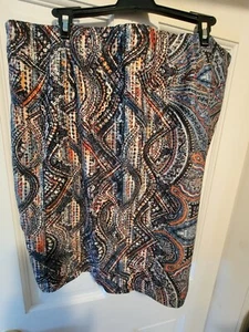 J Jill Ponte Knit Womens Pencil Skirt Pull On Elastic Waist Stretch Paisley 1X - Picture 1 of 5