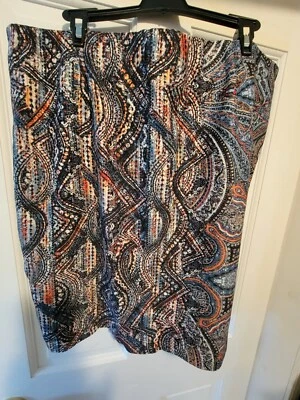 Saia lápis feminina J Jill Ponte malha elástica cintura elástica paisley 1X - Imagem 1 de 4