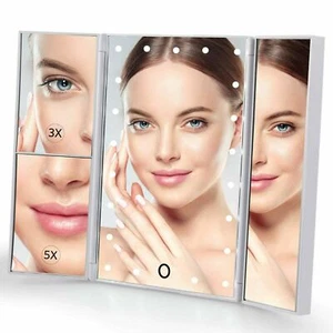 Domie Foldable Makeup Mirror LED with multiple magnification levels - Picture 1 of 10