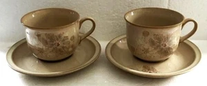 Paar Denby Sandelholz Steinzeug Keramik Tasse & Untertassen unbenutzt um 1985 2 x neu - Bild 1 von 13