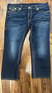 TRUE RELIGION JEANS HOMBRE AZUL AJUSTADO TALLA 44 SOLAPA ROJO NARANJA SUPER NUEVO SIN ETIQUETAS - Imagen 1 de 11