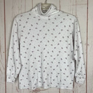 Top vintage para mujer Curiosity’s Cat M mediano cuello tortuga estampado de estrellas de gatito rosa - Imagen 1 de 6