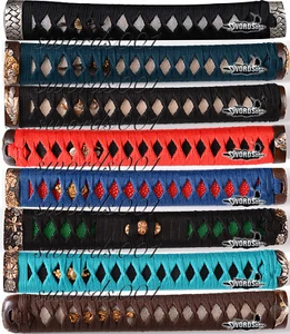 High Grade Brass Fittings Real Rayskin Tsuka Handle For Japanese Katana Sword - Picture 1 of 9