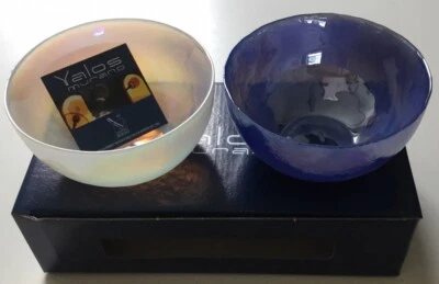 Yalos Murano Set 4 Ciotole Colore Bianco E Blu Arte In Vetro Diametro 12 cm