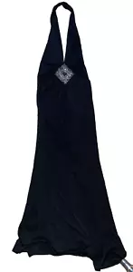 New Long Black Club Gown Forplay sexy Dancer Rhinestone Stripper Wear Dress L - Picture 1 of 5