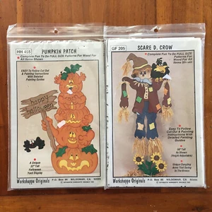 Lot 2 Halloween Full Size Wood Patterns Pumpkins Scarecrow Woodshoppe Originals - Picture 1 of 2