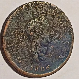 1806 Great Britain 1/2 Penny Copper Half Penny Coin - Picture 1 of 2