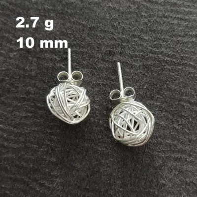 ARTISAN SILVER EARRINGS CRAFT VINTAGE DANGLES 6g STUD WELLE BALL #A304 - Image 1 of 4