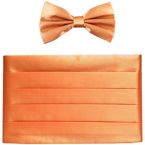 NUEVO en caja Para hombres 100% SEDA Cummerbund, Pajarita Set Sólido Melocotón Boda Formal - Imagen 1 de 4