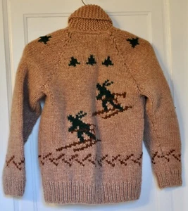 Vintage 50-60’s Cowichan Chunky Wool Hand Knit Snow Skiers Sweater Child/Womens - Picture 1 of 8