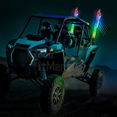 For Can-am X3 RZR Kawasaki UTV ATV LED Fat Whip Lights Spiral Chasing RGB 1.8" - Изображение 1 из 4