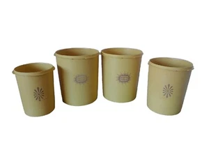 4 Vintage Tupperware gelbe Kanister 807 809 811 Plätzchen verschachtelt *OHNE DECKEL* - Bild 1 von 11