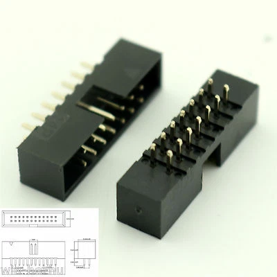 50x Pitch 2mm 2.0mm 14Pin 2x7pin Straight Male Shrouded Box Header IDC Connector - Image 1 of 4