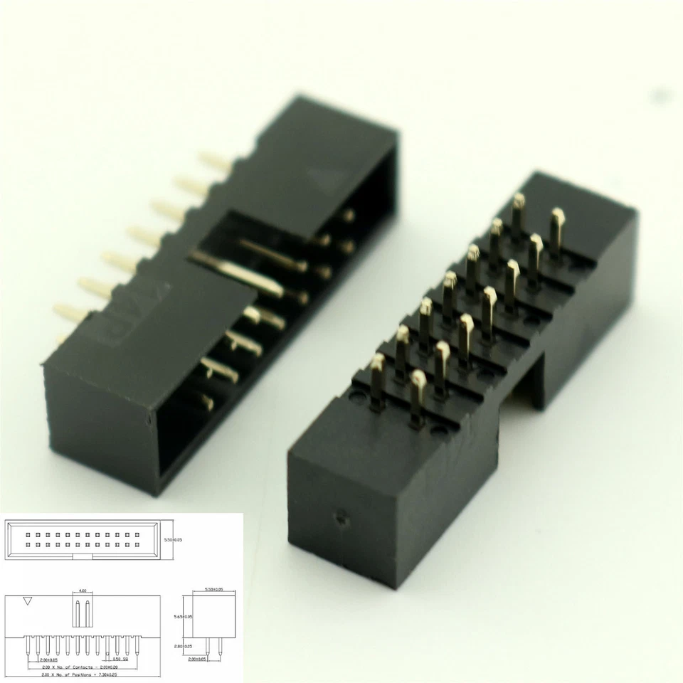 50x Pitch 2mm 2.0mm 14Pin 2x7pin Straight Male Shrouded Box Header IDC Connector - Image 1 of 4
