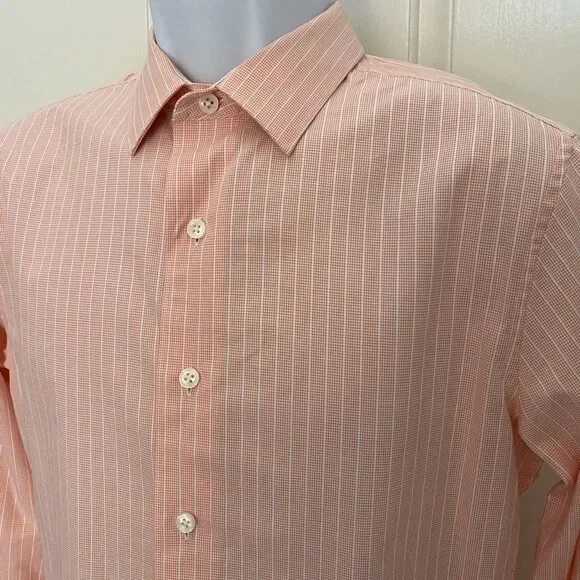 Новый с Ярлыками-Apt. 9 Slim Fit каньон закат в полоску рубашка Sz S - Изображение 1 из 3