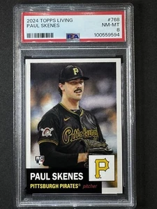 Paul Skenes RC 2024 Topps Living Set #768 Pittsburgh Pirates PSA 8 SP - Picture 1 of 2